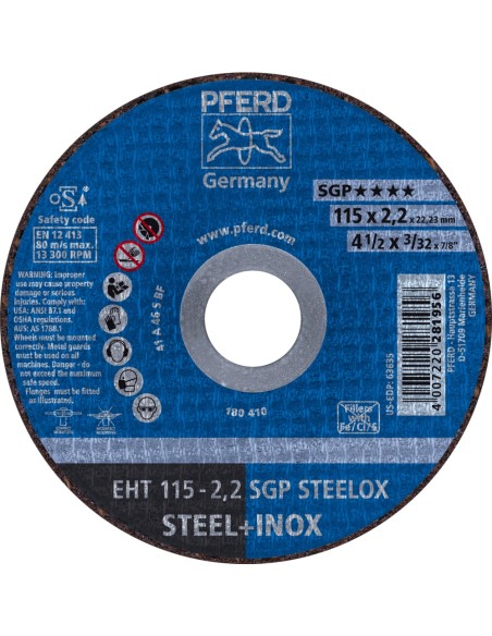 DISCO DE CORTE SGP STEELOX PARA ACERO Y ACERO INOXIDABLE